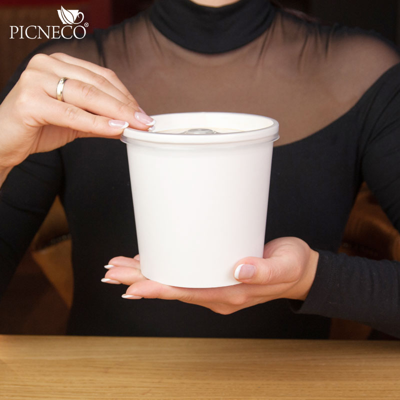 товар Одноразовая супница с пластиковой крышкой белая, 760 мл BK090p