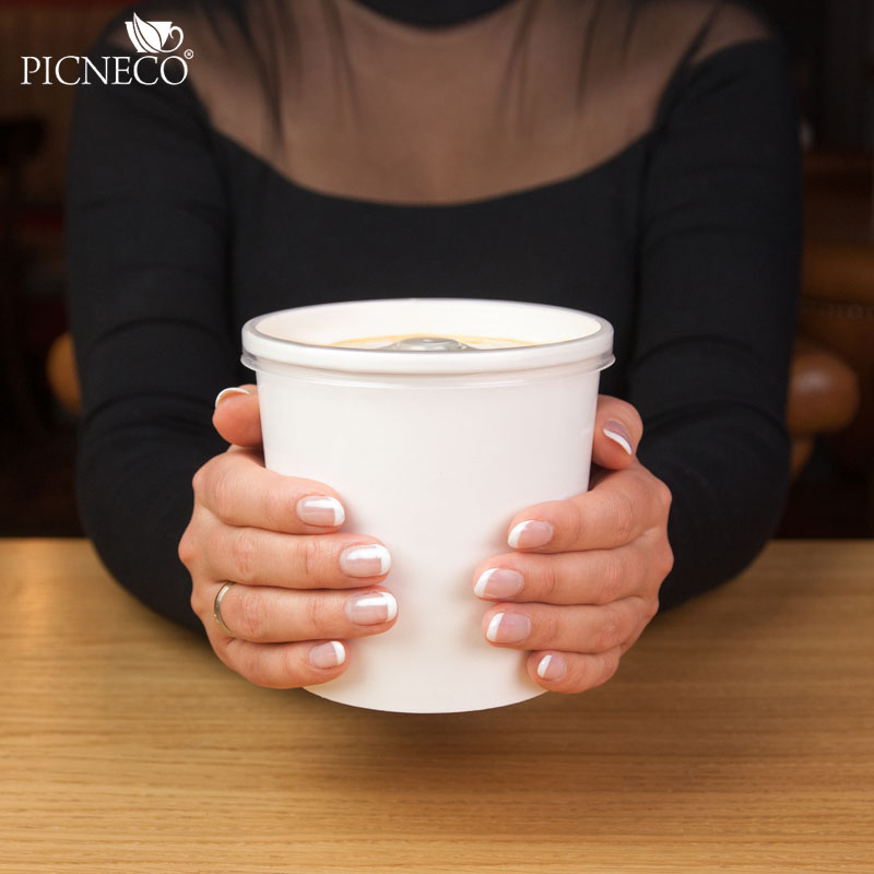 товар Одноразовая супница с пластиковой крышкой белая, 760 мл BK090p