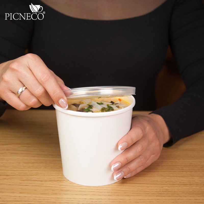 товар Одноразовая супница с пластиковой крышкой белая, 760 мл BK090p