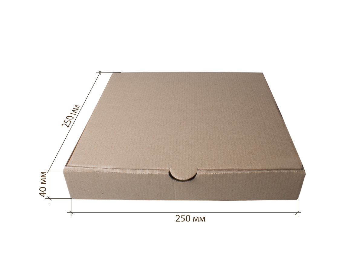 Коробка для пиццы, крафт, 250*250*40 мм