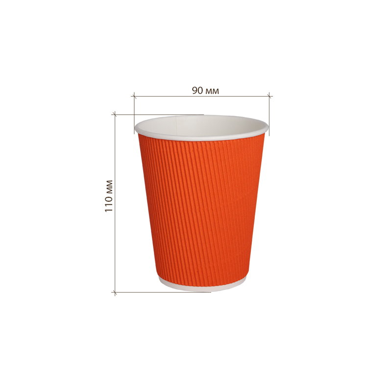 товар Бумажный гофрированный стакан, оранжевый, 350 мл (макс. 400 мл) STG135O