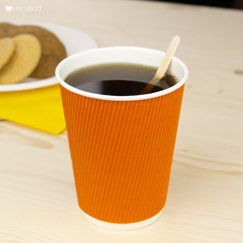 товар Бумажный гофрированный стакан, оранжевый, 350 мл (макс. 400 мл) STG135O