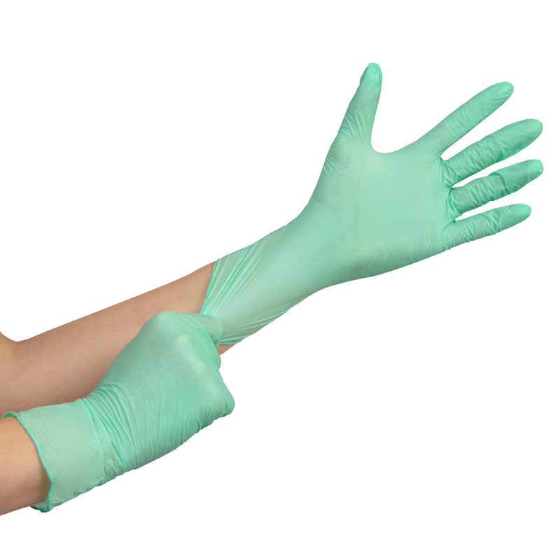 товар Перчатки нитриловые, неопудренные, текстурированные на пальцах, зеленые, S V8-0007