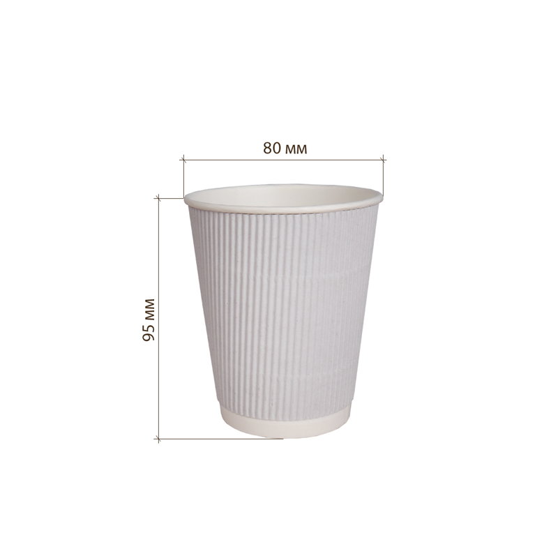 товар Бумажный гофрированный стакан, белый, 250 мл (макс. 270 мл) STG125B