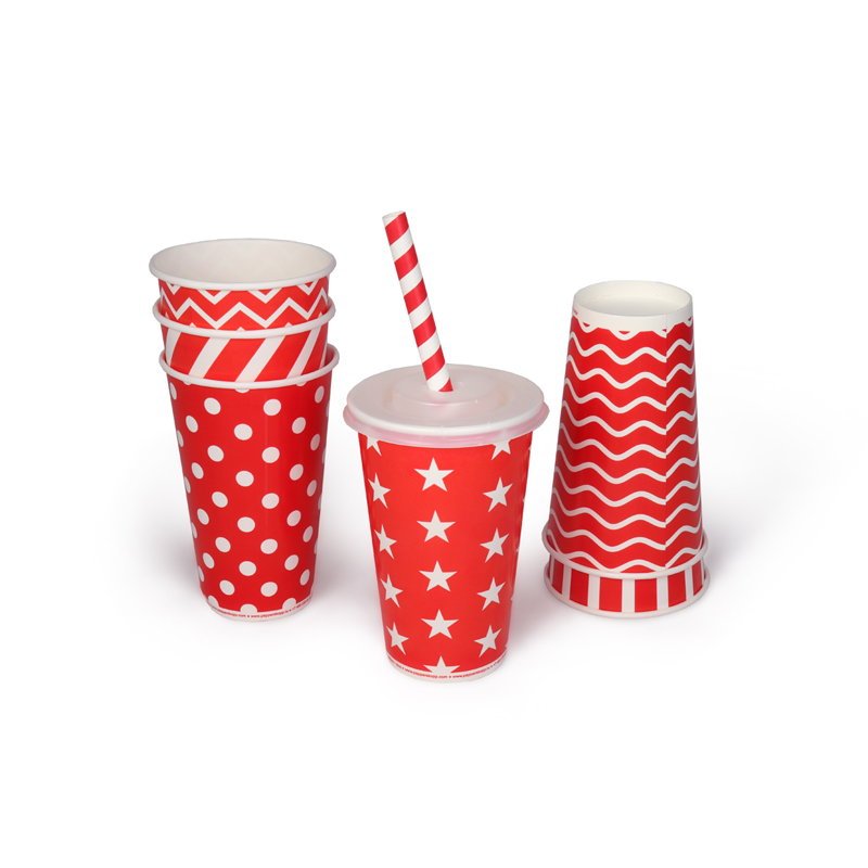 товар Одноразовый бумажный стакан 450 мл красный с принтом ST143D