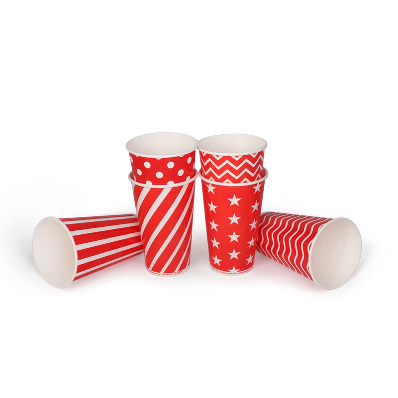 товар Одноразовый бумажный стакан 450 мл красный с принтом ST143D