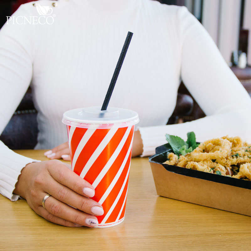 товар Одноразовый бумажный стакан 450 мл красный с принтом ST143D