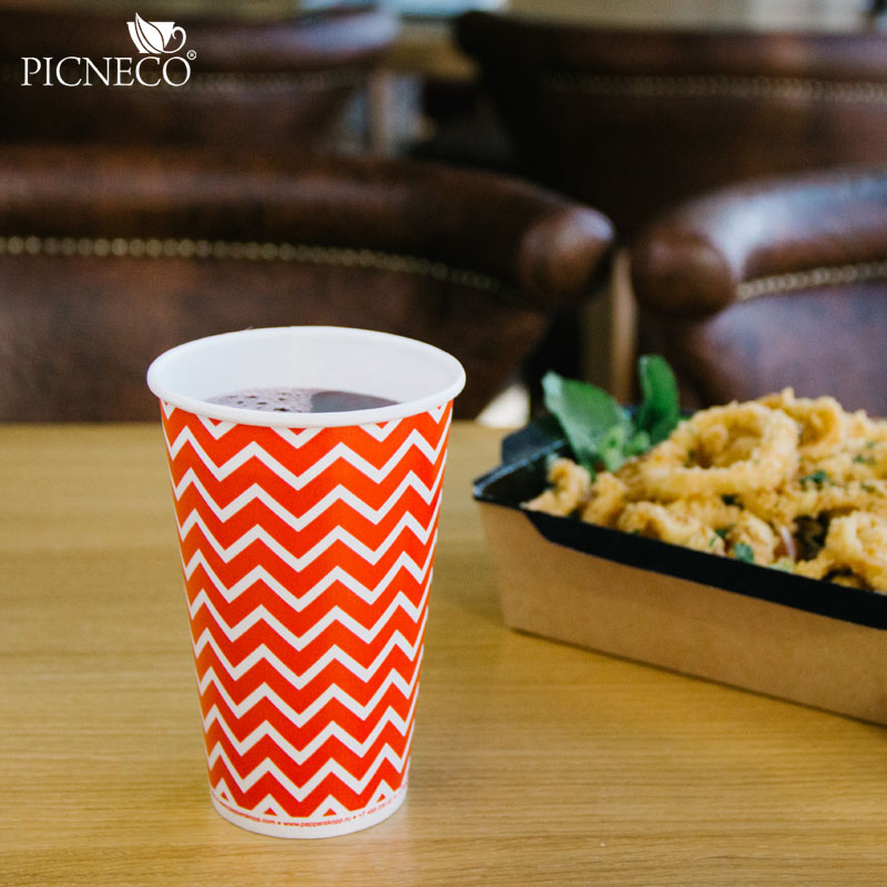 товар Одноразовый бумажный стакан 450 мл красный с принтом ST143D