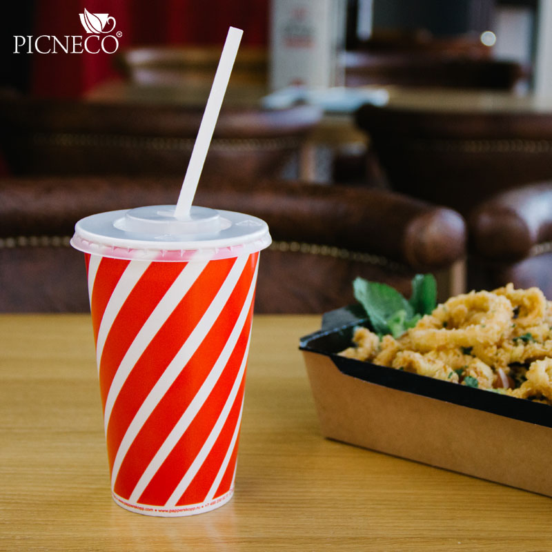 товар Одноразовый бумажный стакан 450 мл красный с принтом ST143D