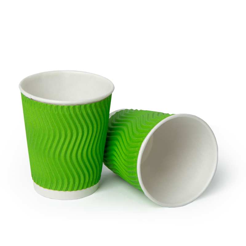 товар Гофрированный бумажный стакан 160 мл, зеленый, волна STG018Zw