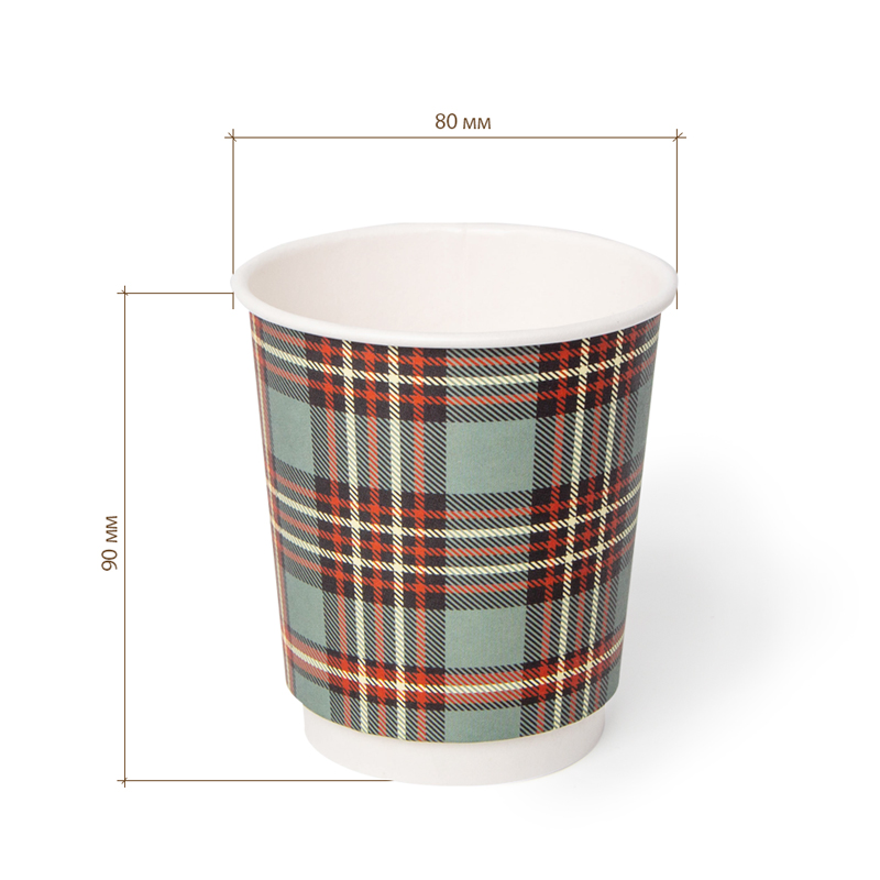 товар Бумажный двухслойный стакан 250 мл "Шотландка" STD225Sh