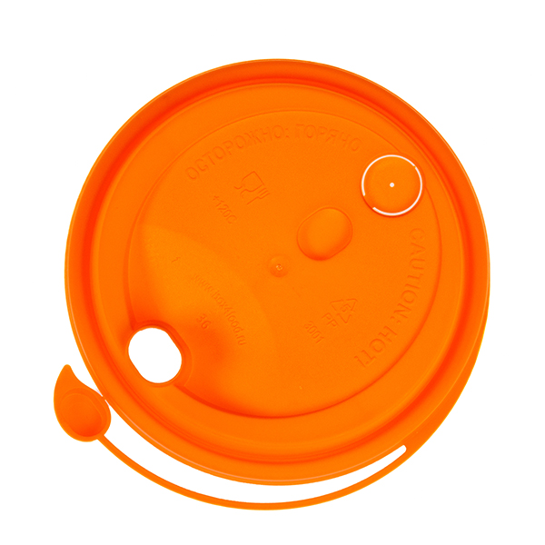 Крышка для стакана со съемным питейником 90 мм оранжевая матовая
