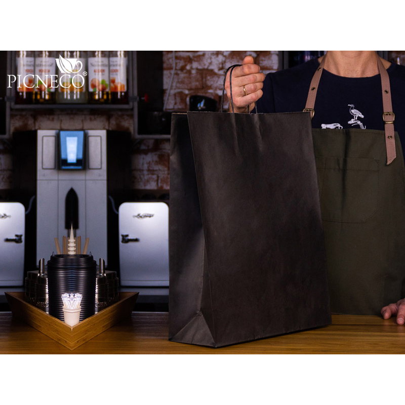 товар Черный пакет с кручеными ручками, внутри крафтовый, 350*150*450 мм CKPK035