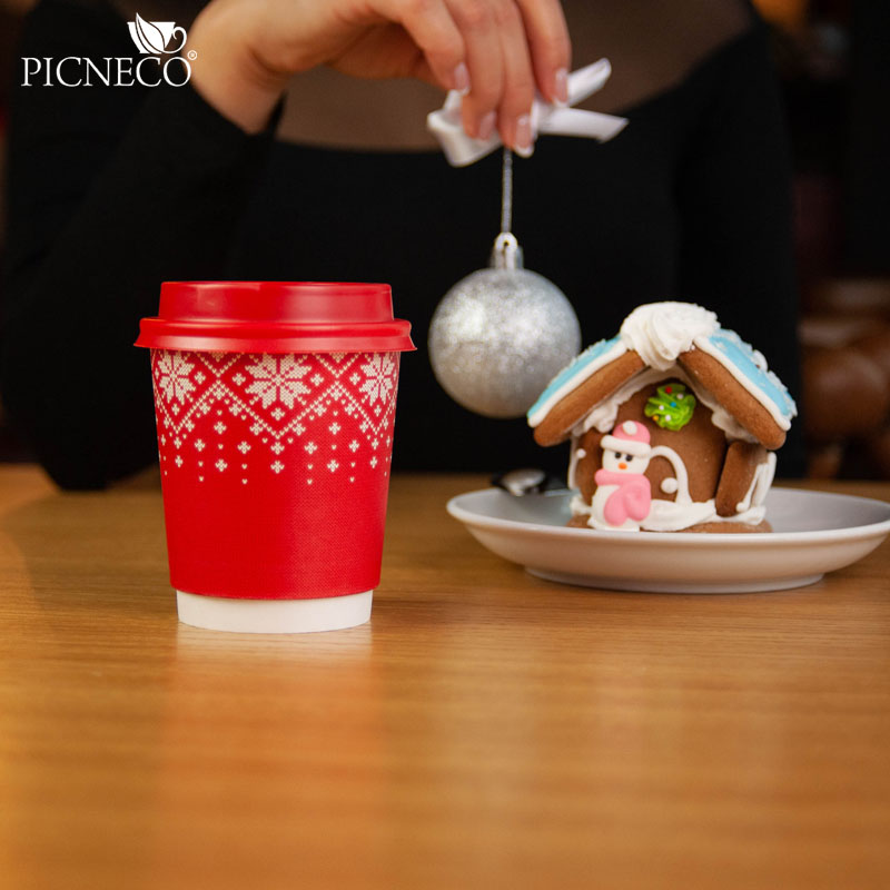 товар Бумажный новогодний стакан с рисунком "Свитер" 250 мл, двухслойный STD225Sw