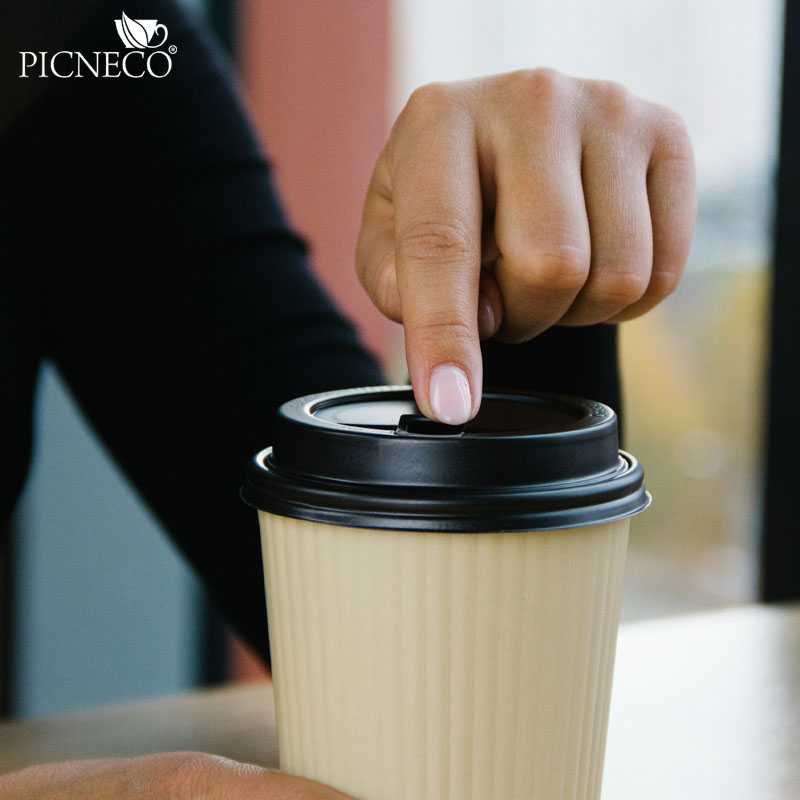 товар Крышка для бумажного стакана с откидным питейником, 90 мм, коричневая KRK190