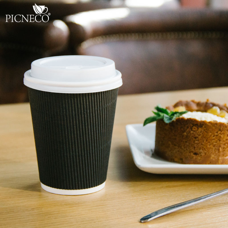 товар Бумажный гофрированный стакан, черный, 350 мл (макс. 400 мл) STG135C