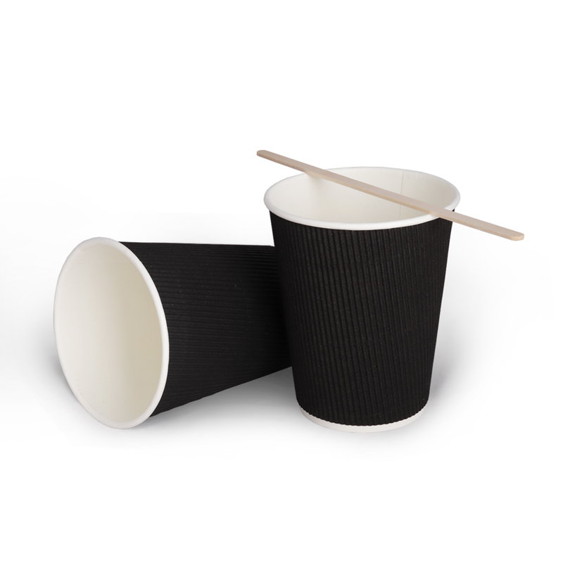 товар Бумажный гофрированный стакан, черный, 350 мл (макс. 400 мл) STG135C