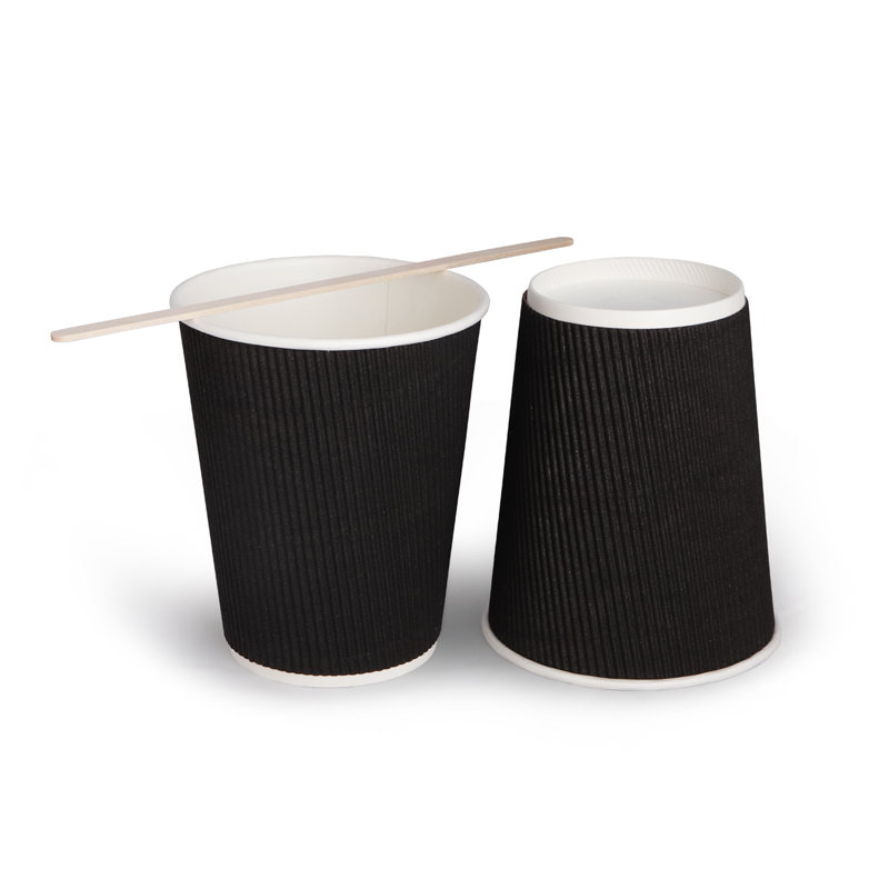 товар Бумажный гофрированный стакан, черный, 350 мл (макс. 400 мл) STG135C