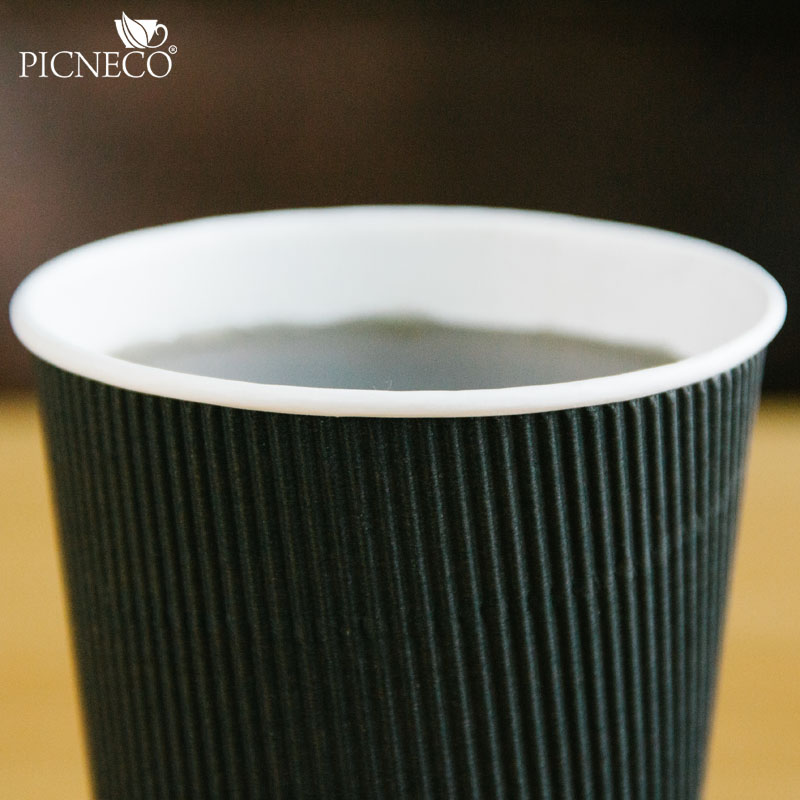 товар Бумажный гофрированный стакан, черный, 350 мл (макс. 400 мл) STG135C