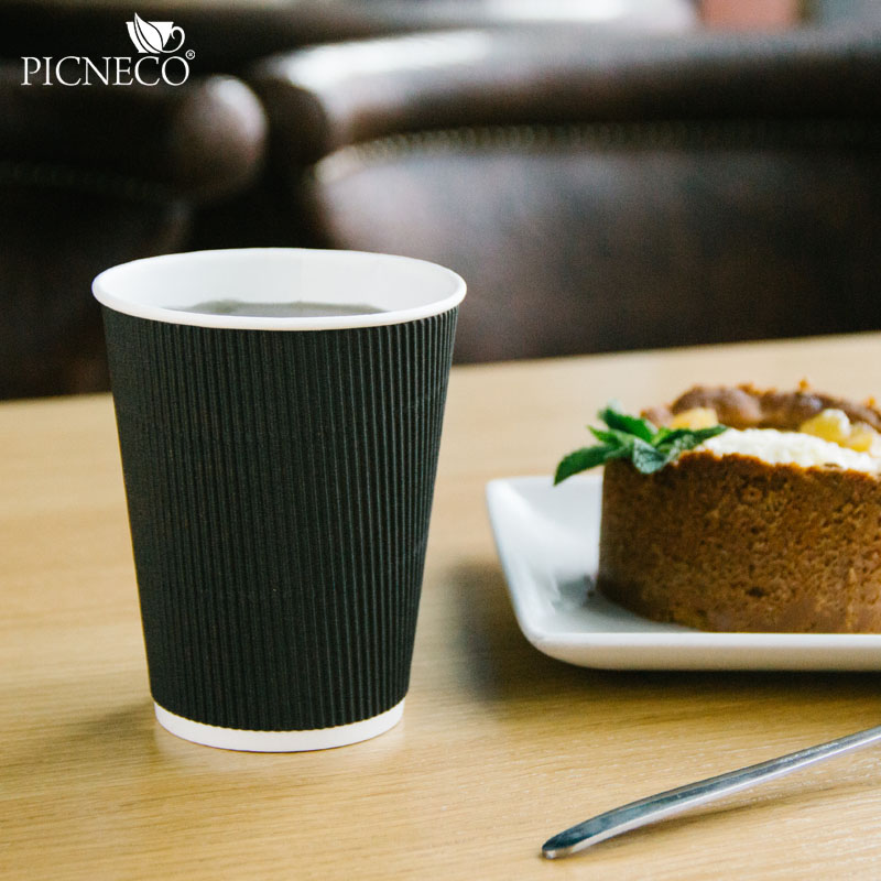 товар Бумажный гофрированный стакан, черный, 350 мл (макс. 400 мл) STG135C