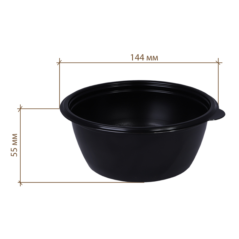 товар Контейнер круглый PP, черный, 144*59 мм, 500 мл, серия K-144 PK14450C
