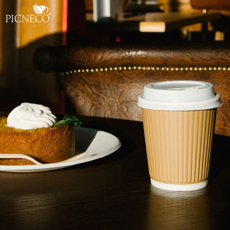 товар Двухслойный рифленый бумажный стакан, бежевый, 250 мл (макс. 270 мл) STG225BJ