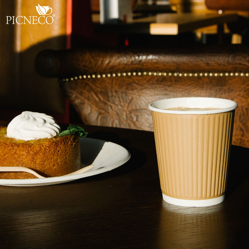 товар Двухслойный рифленый бумажный стакан, бежевый, 250 мл (макс. 270 мл) STG225BJ