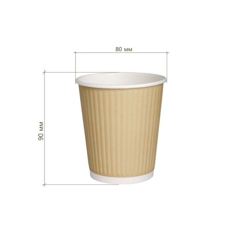 товар Двухслойный рифленый бумажный стакан, бежевый, 250 мл (макс. 270 мл) STG225BJ