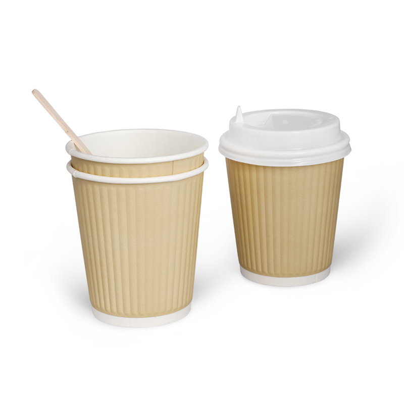 товар Двухслойный рифленый бумажный стакан, бежевый, 250 мл (макс. 270 мл) STG225BJ