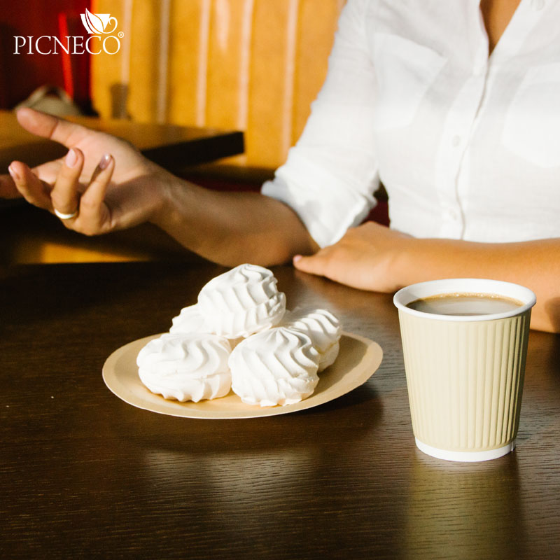 товар Двухслойный рифленый бумажный стакан, бежевый, 250 мл (макс. 270 мл) STG225BJ