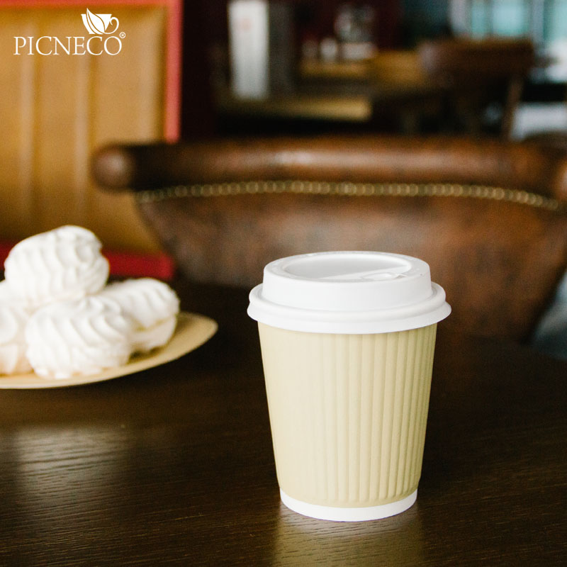 товар Двухслойный рифленый бумажный стакан, бежевый, 250 мл (макс. 270 мл) STG225BJ