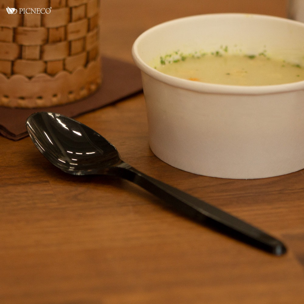 товар Пластиковая одноразовая черная ложка ПРЕМИУМ, 180 мм SPP201C