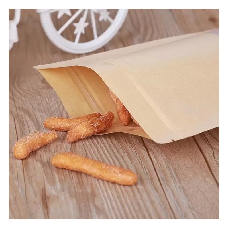 товар Дой-пак пакет, с окном 100мм, 120*185 мм, гладкая крафт бумага, зип-лок замок ZIP1249