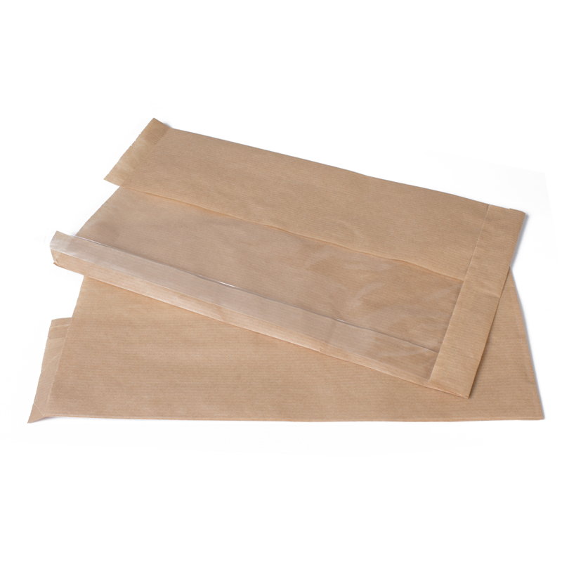 товар Бумажный крафт пакет с плоским дном и окном, 170(смещенное окно-85)*310 мм KPOB117