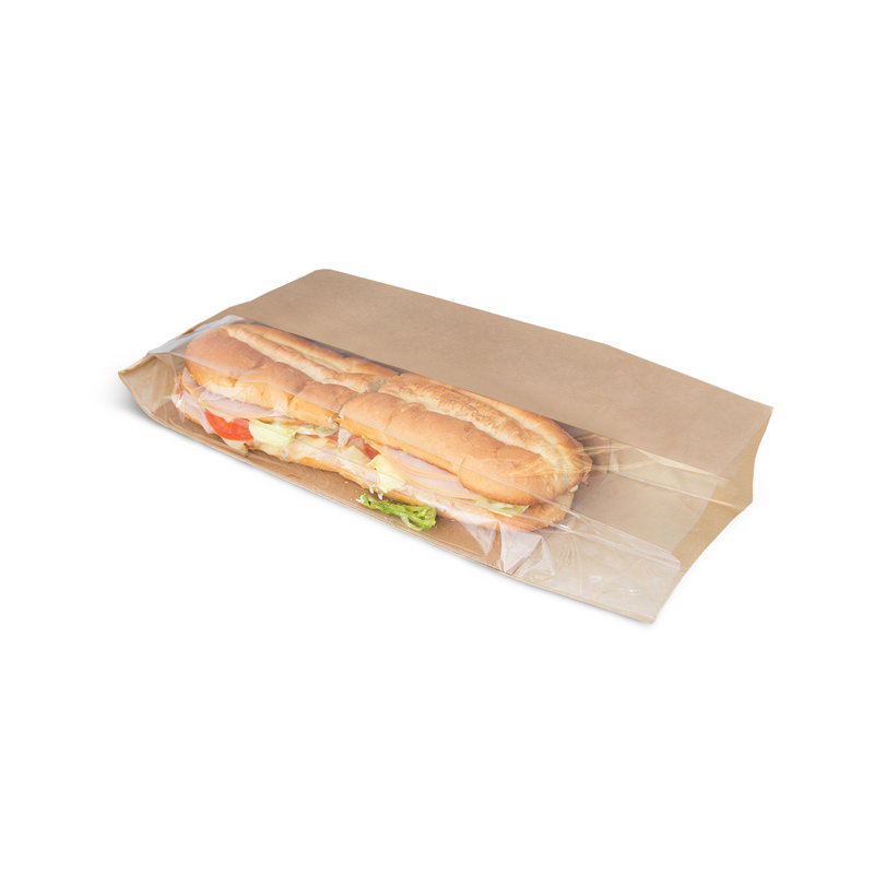 товар Бумажный крафт пакет с плоским дном и окном, 170(смещенное окно-85)*310 мм KPOB117