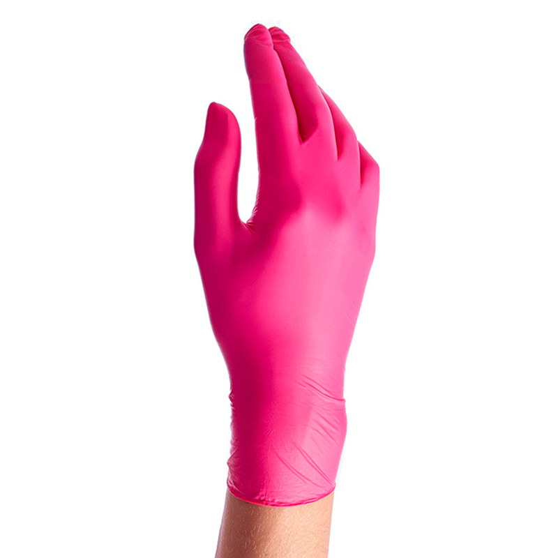 Перчатки нитриловые, неопудренные, текстурированные на пальцах, фуксия, XS