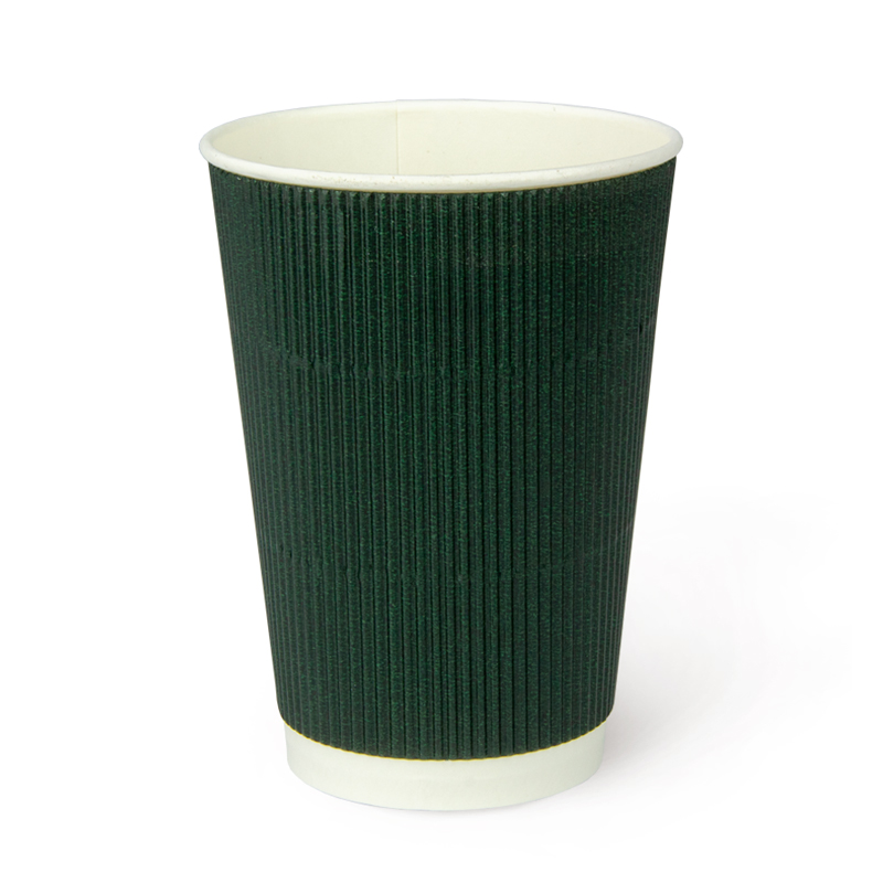 Гофрированный стакан 400 мл (макс. 450 мл) темно-зеленый