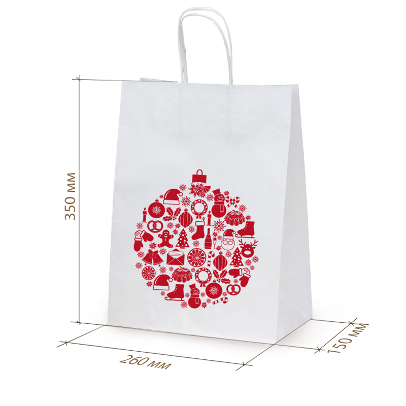 товар Подарочный пакет с кручеными ручками новогодний, 260*150*350, 80 г/м2 BPK026-NY