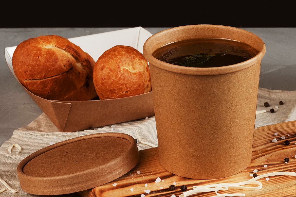 товар Одноразовая супница крафт с бумажной крышкой, 420 мл (макс. 480 мл) BK067