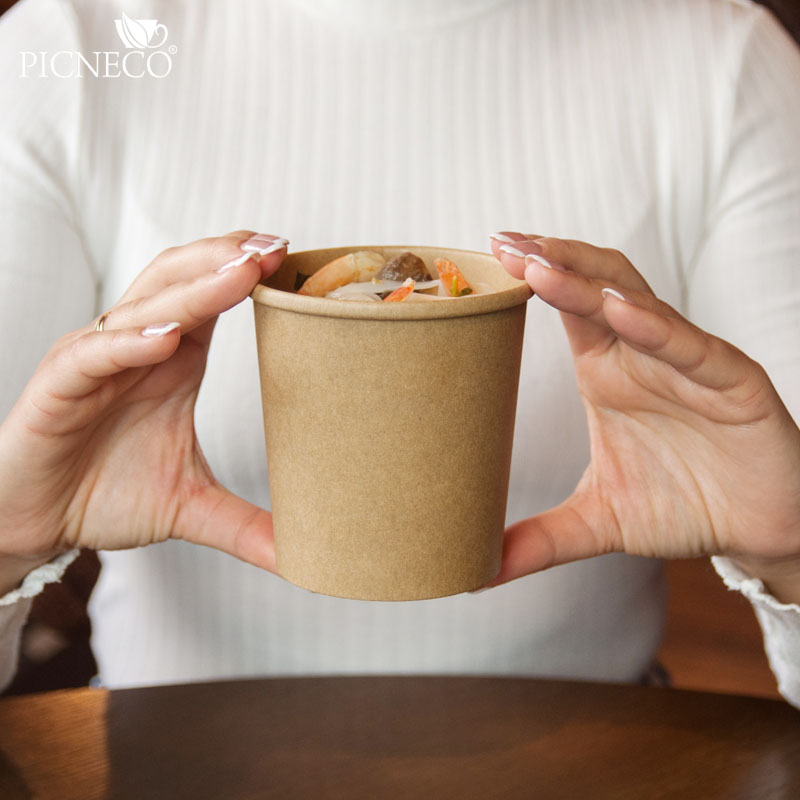 товар Одноразовая супница крафт с бумажной крышкой, 420 мл (макс. 480 мл) BK067