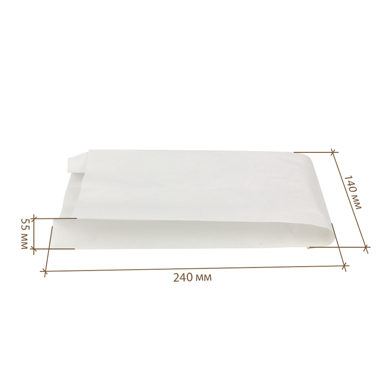 товар Бумажный пакет с плоским дном, 140*55*240 мм, белый V2-1009