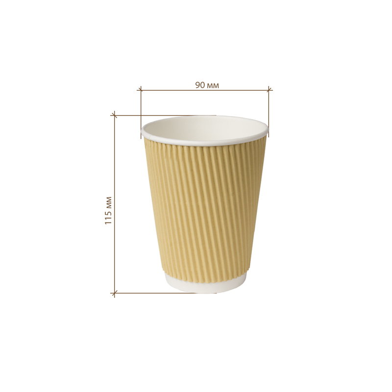 товар Бумажный гофрированный стакан, бежевый, 360 мл (макс. 430 мл) ST036BJ