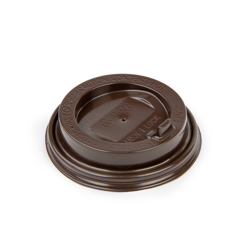 Крышка для горячих напитков с откидным питейником, коричневая глянцевая, 80 мм