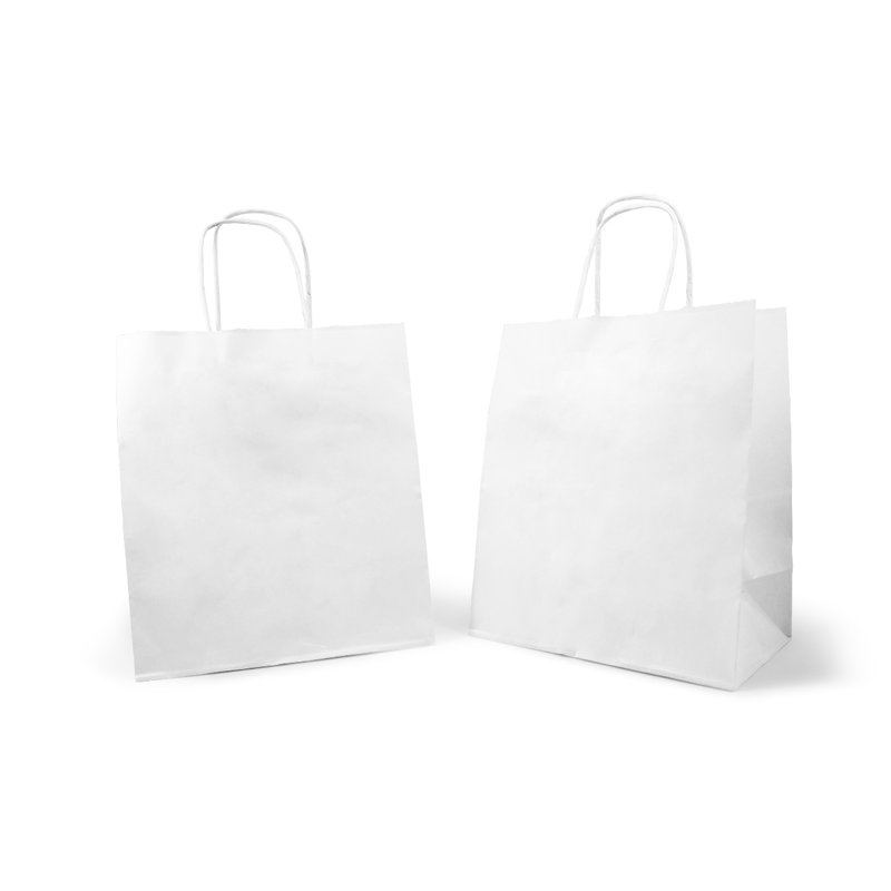 товар Бумажный крафт пакет с кручеными ручками, белый, 220*120*250 мм BPK022