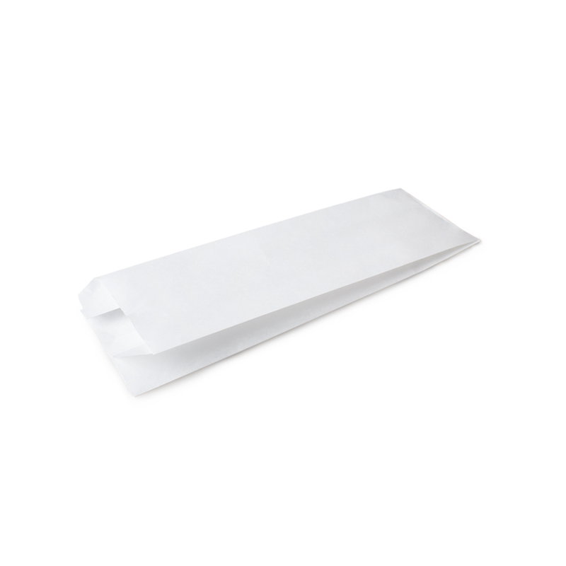 Бумажный крафт пакет с плоским дном, плоский пакет, белый, 100*60*300 мм