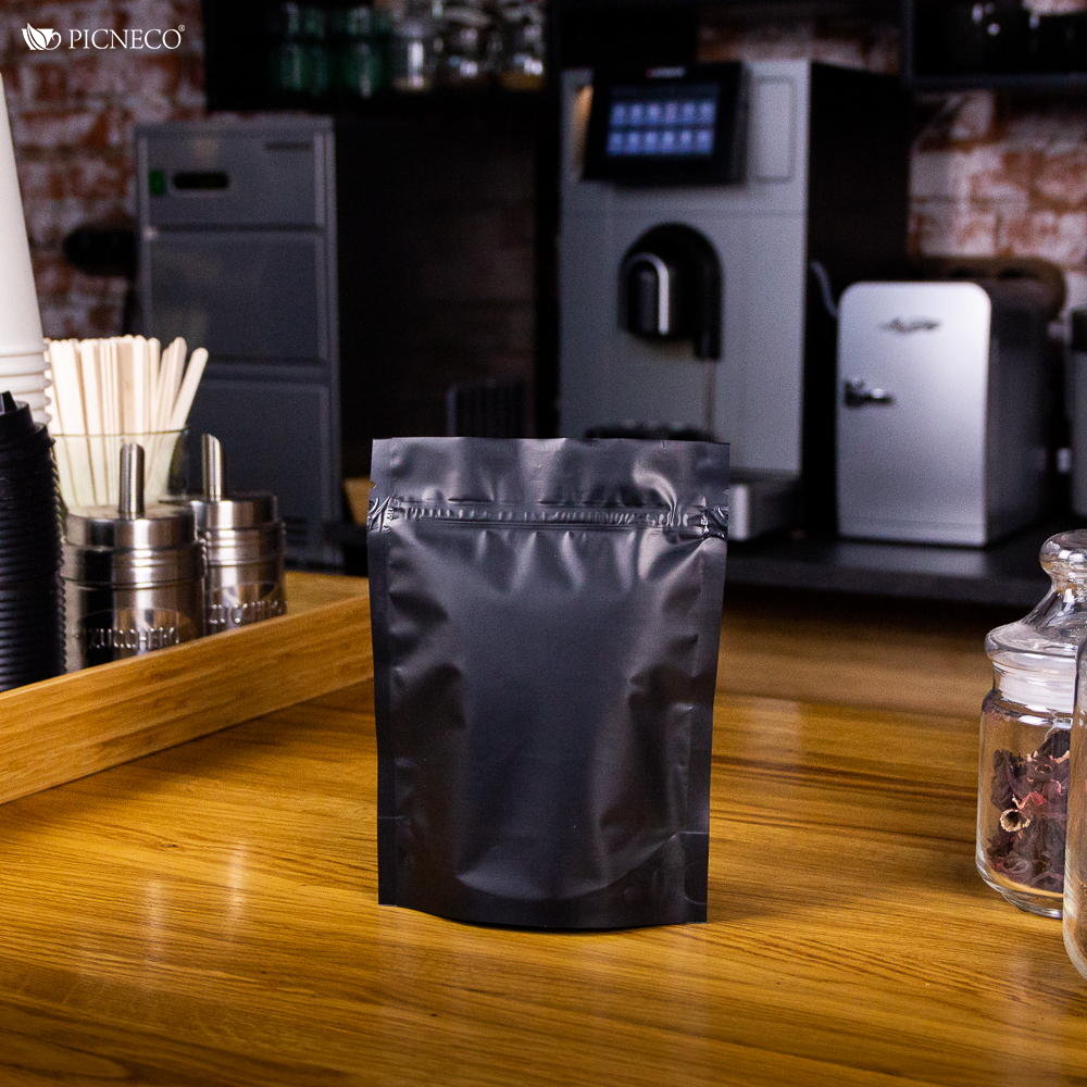 товар Дой-пак металлизированный пакет 135*175 мм, черный матовый, зип-лок замок ZL135Cm