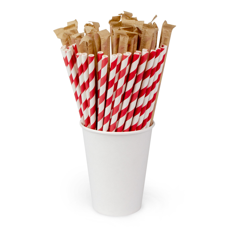 товар Трубочки для коктейлей в бумажной индивидуальной крафтовой упаковке "Леденец", 195*6 мм TB003KWR