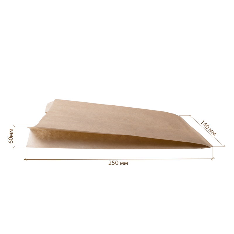 товар Бумажный крафт пакет с плоским дном, плоский пакет, 140*60*250 мм, 40 г/м2, БУН KLD014