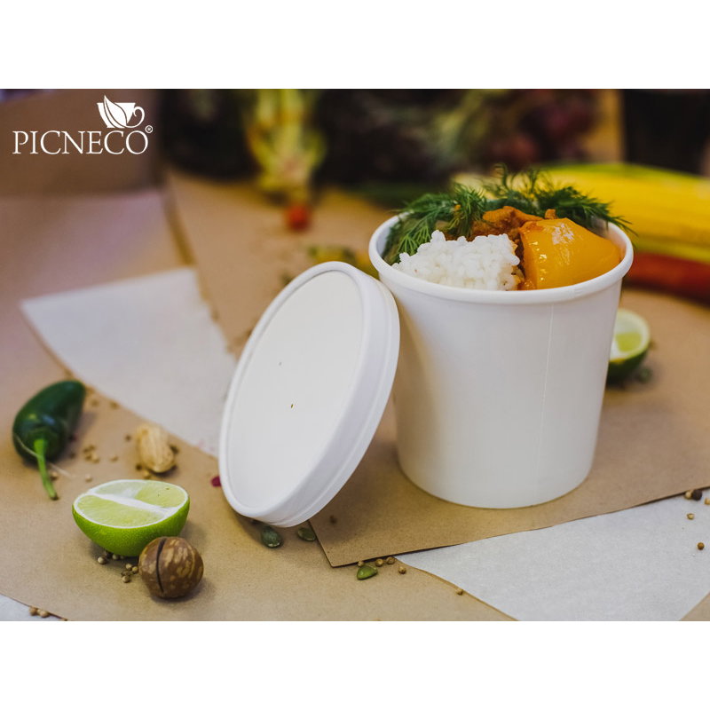 товар Одноразовая супница с бумажной крышкой белая, 420 мл (макс. 480 мл) BK053