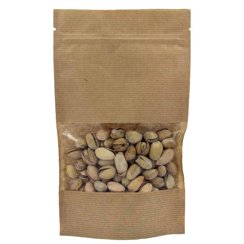 товар Дой-пак пакет, с окном 70мм,160*250 мм, полосатый крафт  ZIP1205